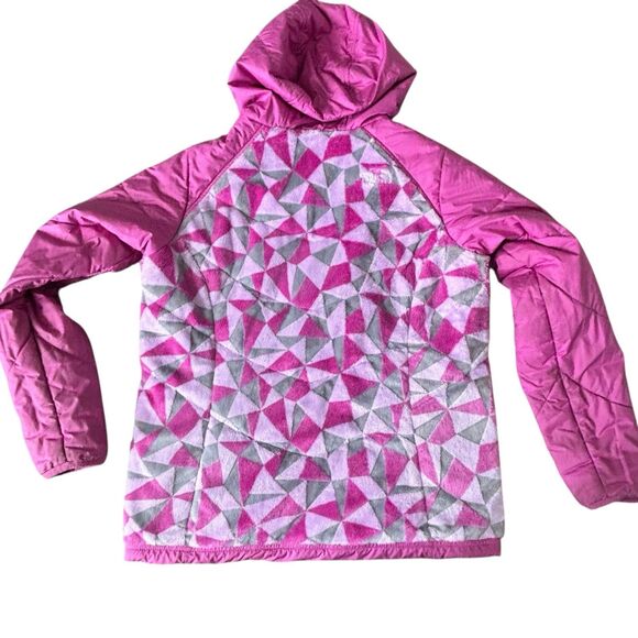 The North Face Girls XL Pink purple Gray Reversible Hooded Fleece Lined Jacket - Picture 8 of 9